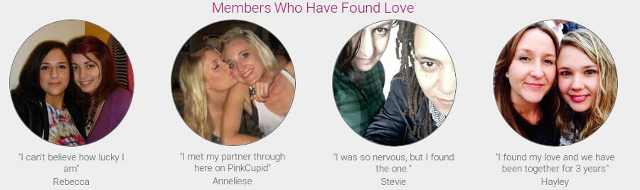 Testimonials and reviews from lesbian clients who share their experience with PinkCupid